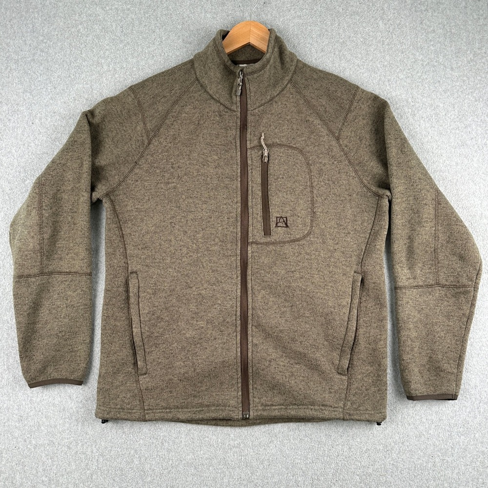 Avalanche Fleece Jacket Mens XL Brown Full Zip Sweater Knit Outdoor Performance